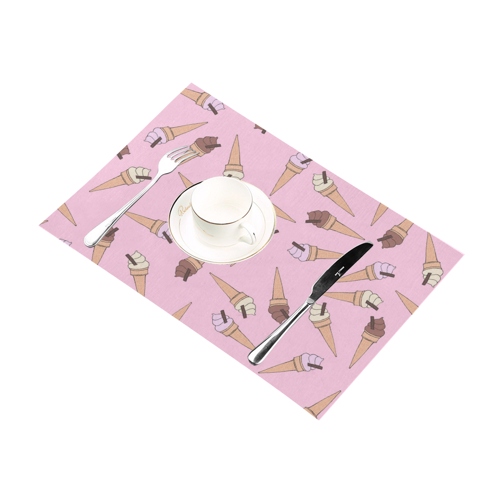 Pink Fun Ice Cream Pattern Placemat 12’’ x 18’’ (Set of 4)
