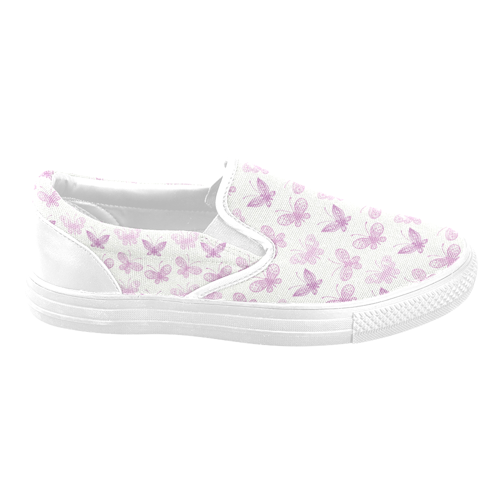 Fantastic Pink Butterflies Women's Unusual Slip-on Canvas Shoes (Model 019)