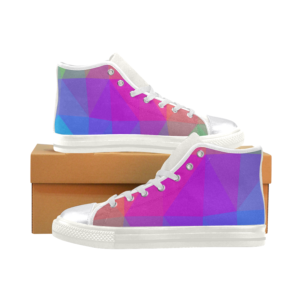 Triangle Rainbow Abstract Women's Classic High Top Canvas Shoes (Model 017)