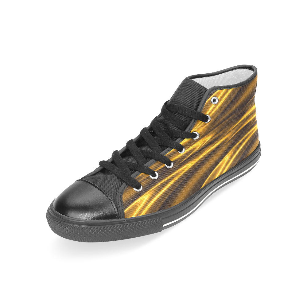 Elegant Gold Waves Women's Classic High Top Canvas Shoes (Model 017)