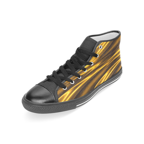 Elegant Gold Waves Women's Classic High Top Canvas Shoes (Model 017)