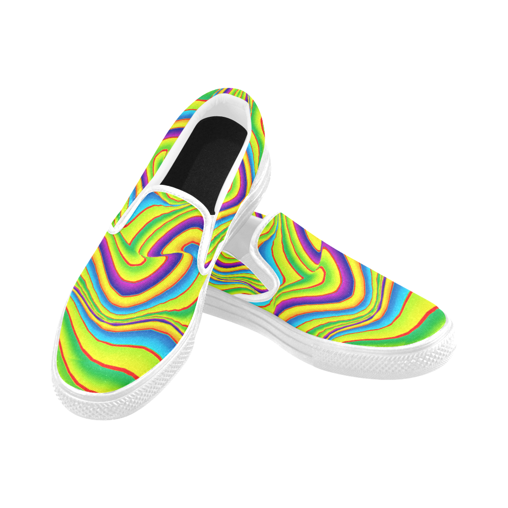 Summer Wave Colors Women's Unusual Slip-on Canvas Shoes (Model 019)