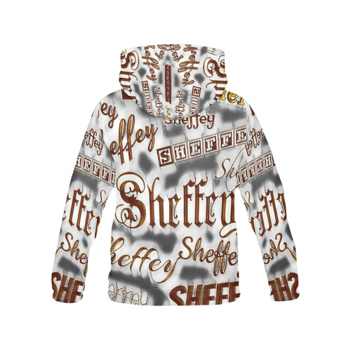 Sheffey Fonts Gray and Bronze All Over Print Hoodie for Women (USA Size) (Model H13)