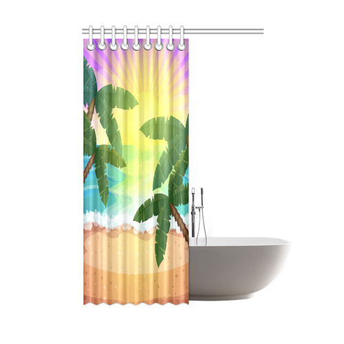 Tropical Sunset Palm Trees Beach Shower Curtain 48"x72"