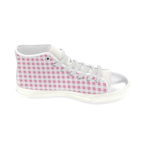 Petal Pink Gingham Women's Classic High Top Canvas Shoes (Model 017)