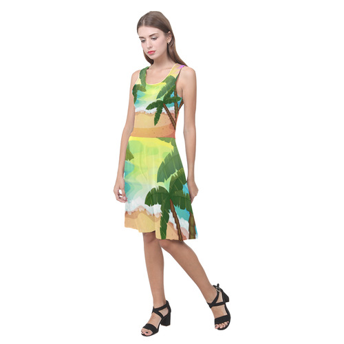 Tropical Sunset Palm Trees Beach Atalanta Casual Sundress(Model D04)