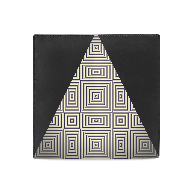 Striped geometric pattern in sepia Diagonal Version Women's Leather Wallet (Model 1611)