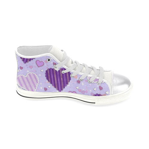 Purple Patchwork Hearts Women's Classic High Top Canvas Shoes (Model 017)