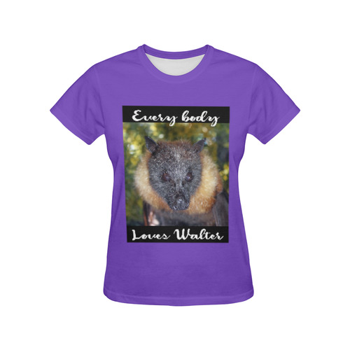 Everybody Loves Walter - Bat All Over Print T-Shirt for Women (USA Size) (Model T40)