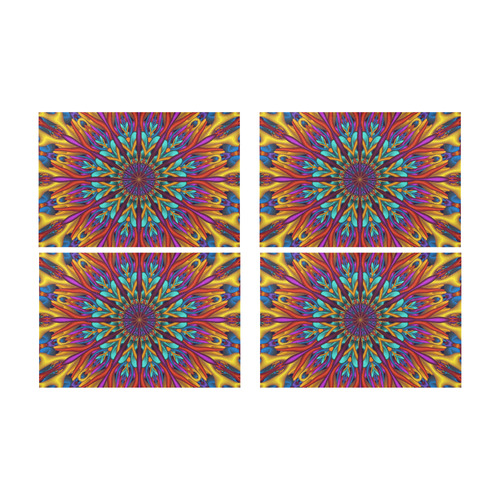 Amazing colors fractal mandala Placemat 12’’ x 18’’ (Set of 4)