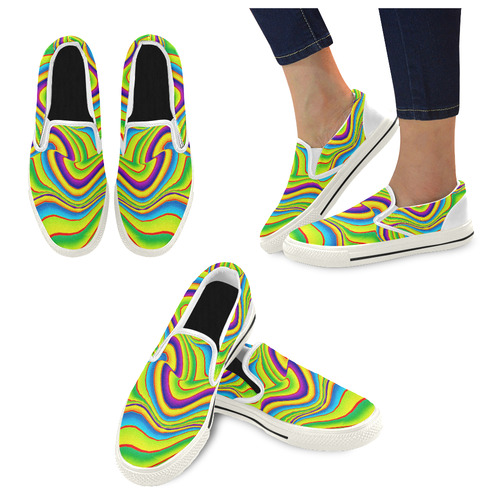 Summer Wave Colors Women's Slip-on Canvas Shoes/Large Size (Model 019)