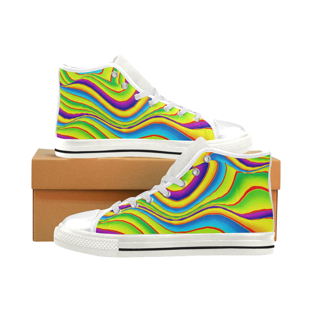 Summer Wave Colors Men’s Classic High Top Canvas Shoes (Model 017)