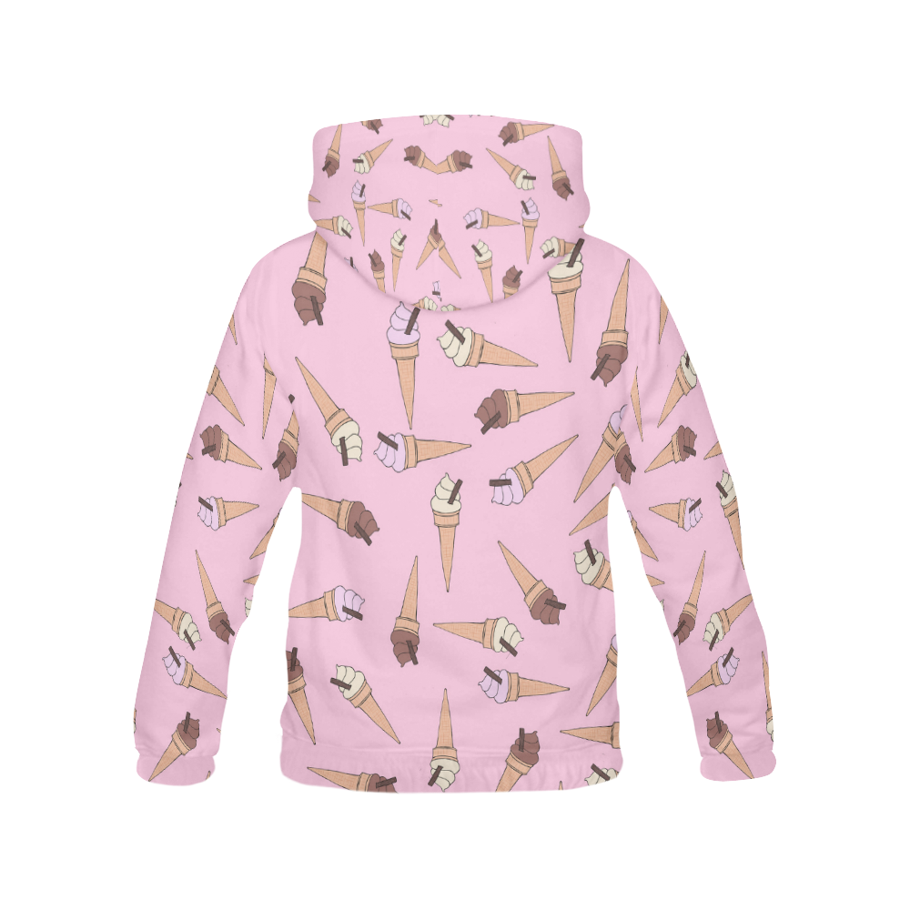 Pink Fun Ice Cream Pattern All Over Print Hoodie for Women (USA Size) (Model H13)