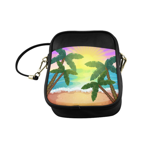 Tropical Sunset Palm Trees Beach Sling Bag (Model 1627)