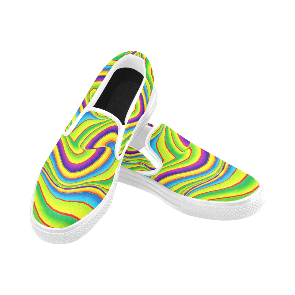 Summer Wave Colors Slip-on Canvas Shoes for Men/Large Size (Model 019)