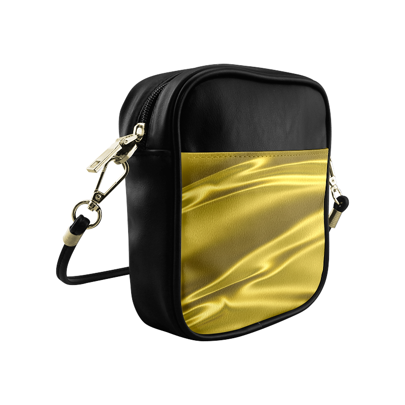 Gold satin 3D texture Sling Bag (Model 1627)