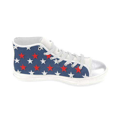 Navy Red White Stars Women's Classic High Top Canvas Shoes (Model 017)