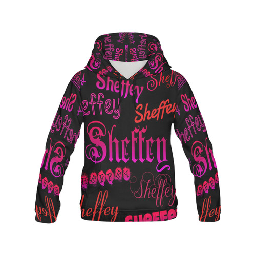 Sheffey Fonts - Pink and Red All Over Print Hoodie for Women (USA Size) (Model H13)
