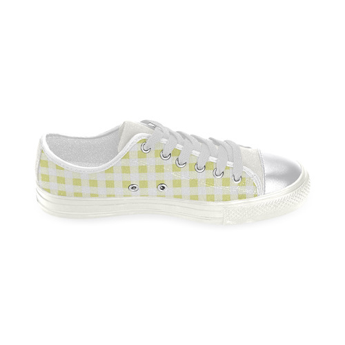 Pale Yellow Gingham Women's Classic Canvas Shoes (Model 018)