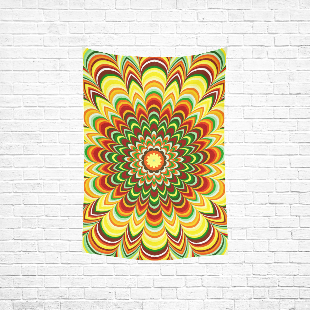 Colorful flower striped mandala Cotton Linen Wall Tapestry 40"x 60"