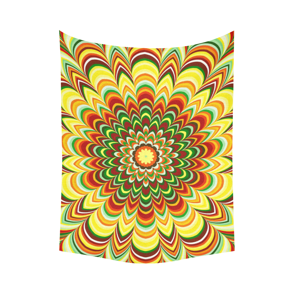 Colorful flower striped mandala Cotton Linen Wall Tapestry 60"x 80"