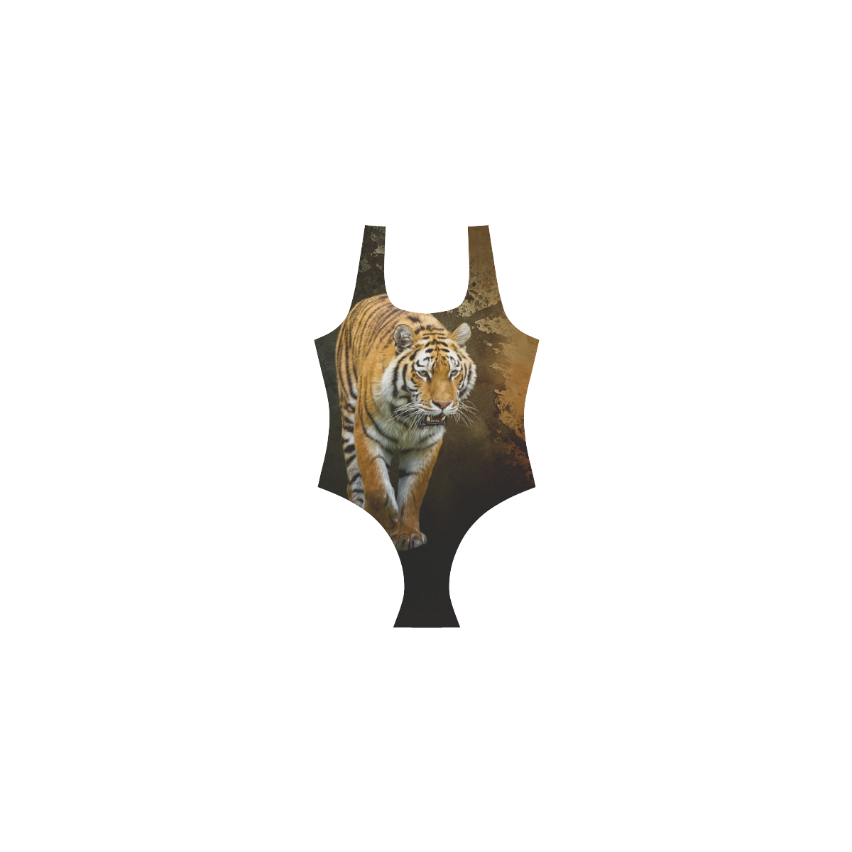 A gorgeous painted siberian tiger Vest One Piece Swimsuit (Model S04)