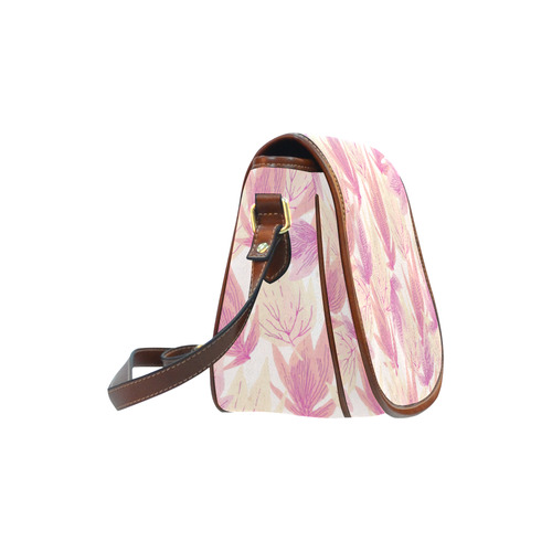 Watercolor Floral Leaf Pattern- Saddle Bag/Small (Model 1649) Full Customization