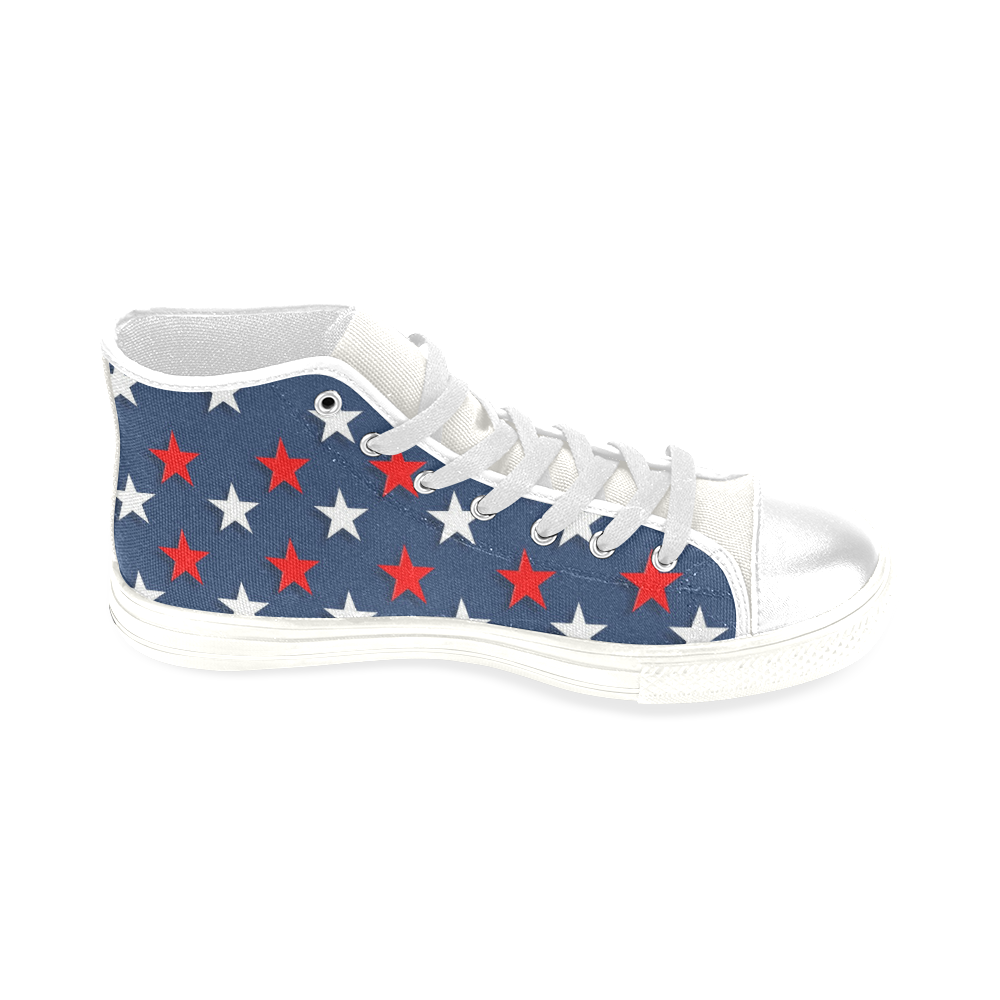 Navy Red White Stars Men’s Classic High Top Canvas Shoes (Model 017)