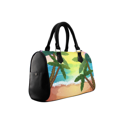 Tropical Sunset Palm Trees Beach Boston Handbag (Model 1621)