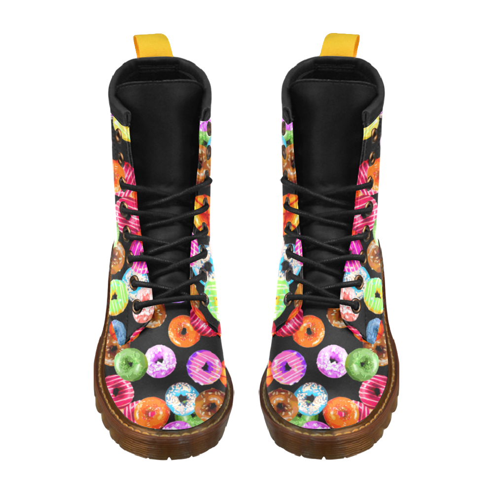 Colorful Yummy DONUTS pattern High Grade PU Leather Martin Boots For Women Model 402H