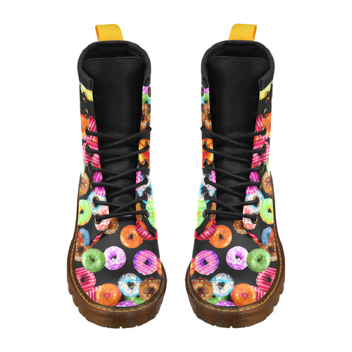 Colorful Yummy DONUTS pattern High Grade PU Leather Martin Boots For Women Model 402H