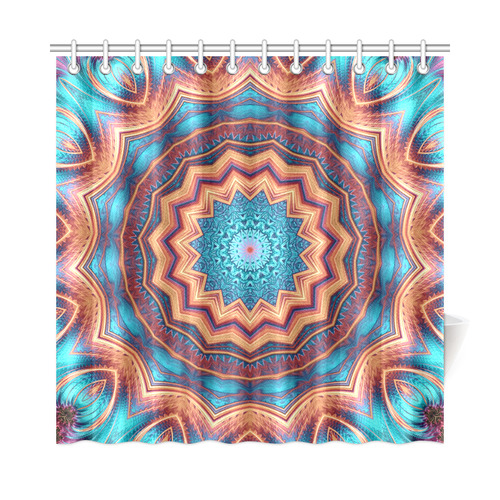 Blue Feather Mandala Shower Curtain 72"x72"