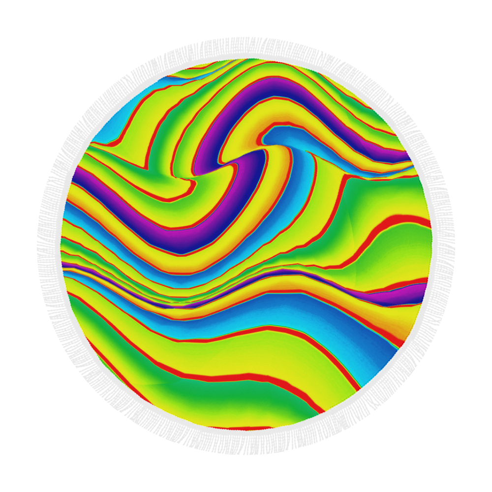 Summer Wave Colors Circular Beach Shawl 59"x 59"