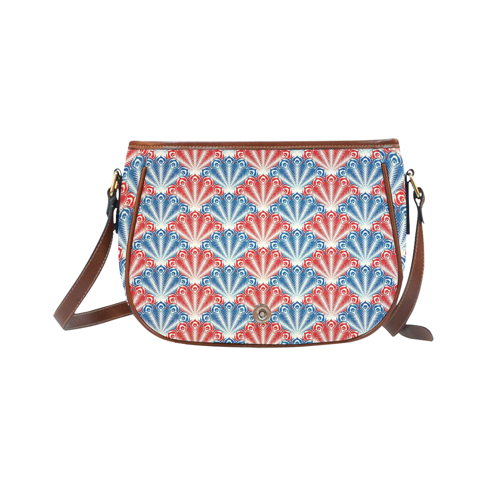 feather pattern, blue red by JamColors Saddle Bag/Small (Model 1649) Full Customization