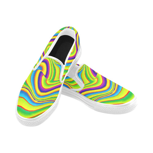 Summer Wave Colors Women's Slip-on Canvas Shoes (Model 019)