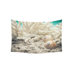 Underwater Coral Reef Sea Shells Cotton Linen Wall Tapestry 60"x 40"