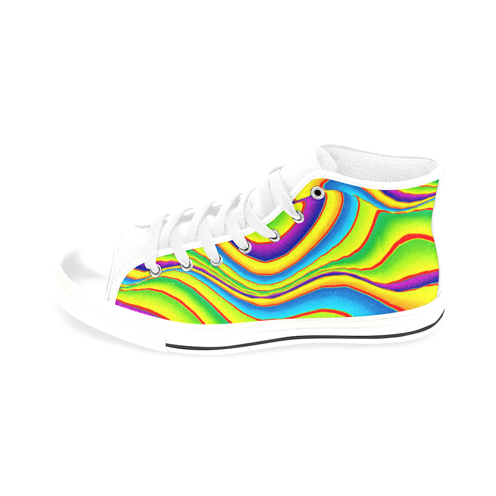 Summer Wave Colors Men’s Classic High Top Canvas Shoes /Large Size (Model 017)