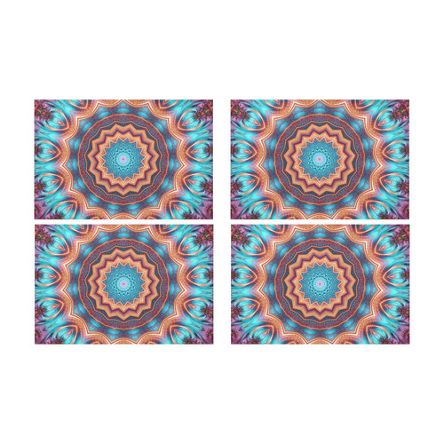 Blue Feather Mandala Placemat 12’’ x 18’’ (Four Pieces)