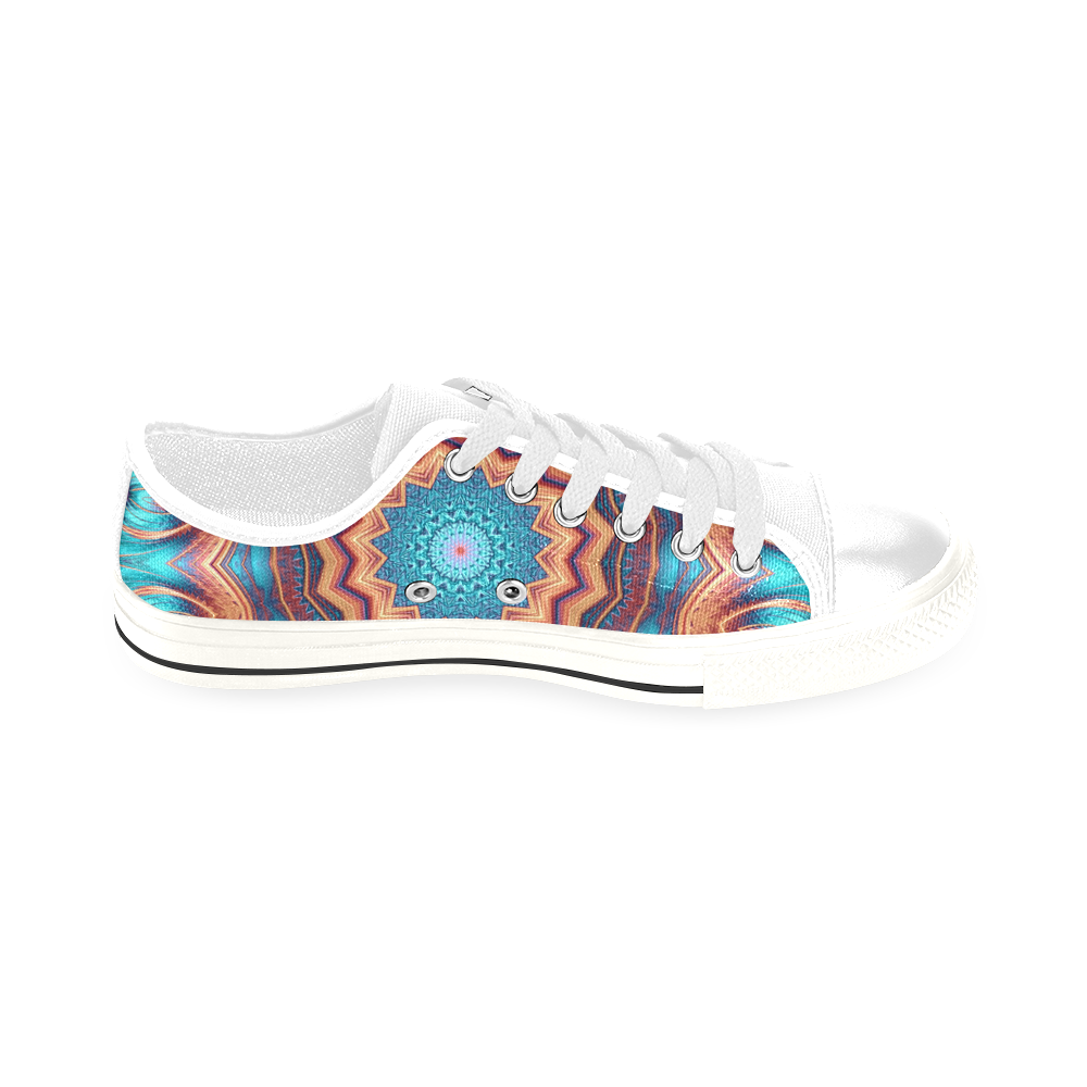 Blue Feather Mandala Men's Classic Canvas Shoes/Large Size (Model 018)