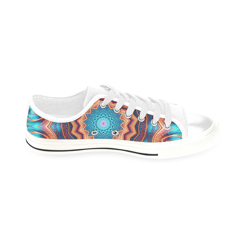 Blue Feather Mandala Men's Classic Canvas Shoes/Large Size (Model 018)