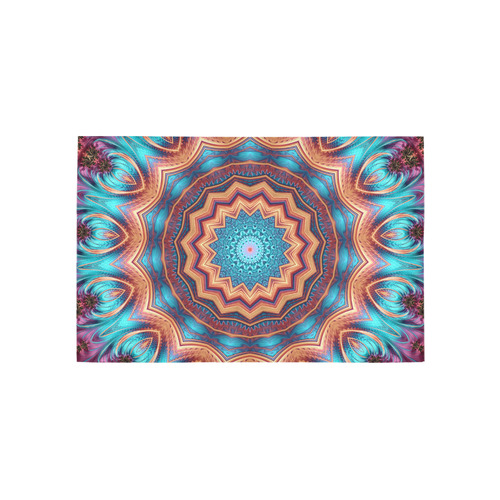 Blue Feather Mandala Area Rug 5'x3'3''