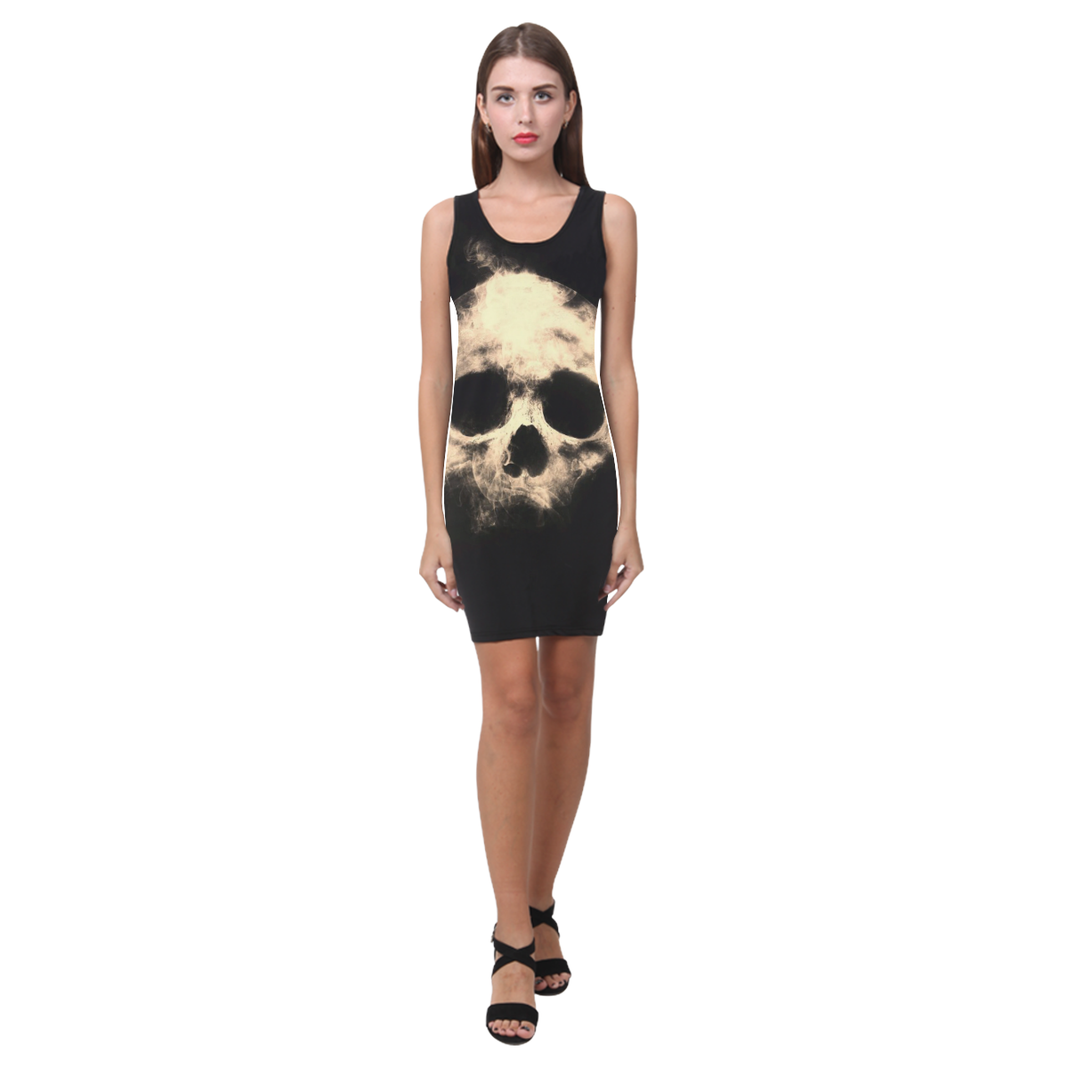 shadowy skull A by JamColors Medea Vest Dress (Model D06)
