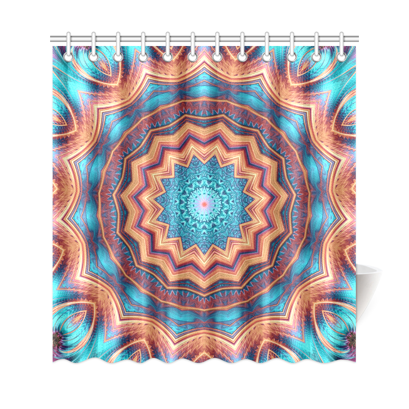 Blue Feather Mandala Shower Curtain 69"x72"