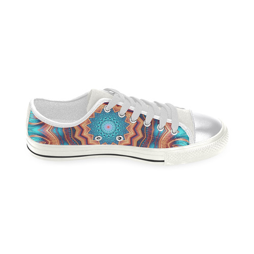 Blue Feather Mandala Canvas Women's Shoes/Large Size (Model 018)