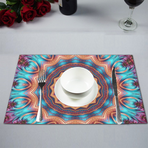 Blue Feather Mandala Placemat 12’’ x 18’’ (Set of 6)