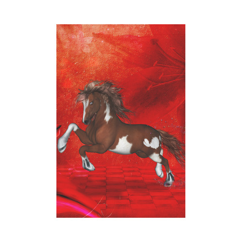 Wild horse on red background Garden Flag 12‘’x18‘’（Without Flagpole）