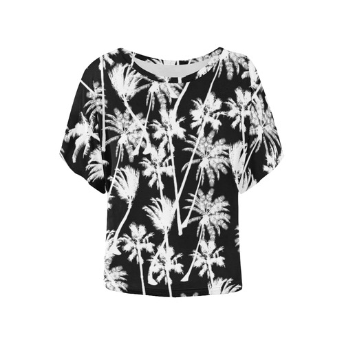 messy palm trees Women's Batwing-Sleeved Blouse T shirt (Model T44)
