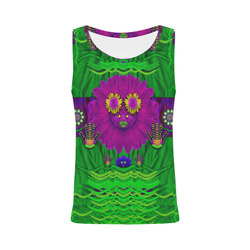 summer flower girl with pandas dancing in green All Over Print Tank Top for Women (Model T43)