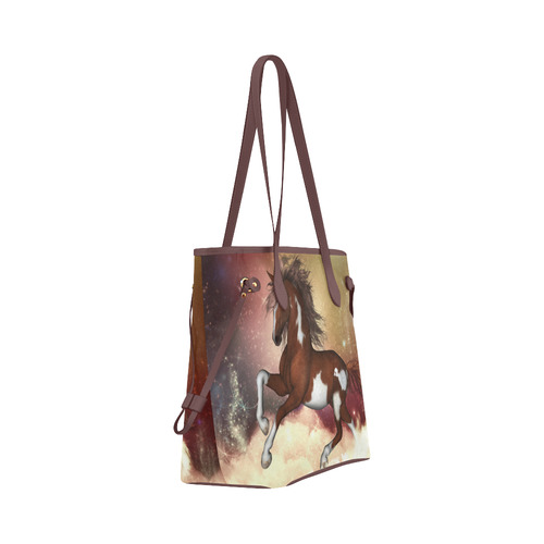 Wonderful wild horse in the sky Clover Canvas Tote Bag (Model 1661)