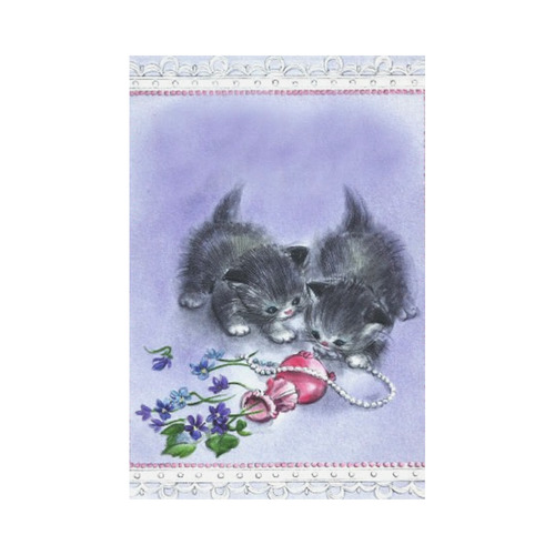 Vintage Kittens Antique Pearls Garden Flag 12‘’x18‘’（Without Flagpole）